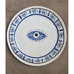 ANTHROPOLOGIE DESSERT SALAD SIDE PLATE PLATTER RITUAL HAMSA EVIL EYE NSIGHT